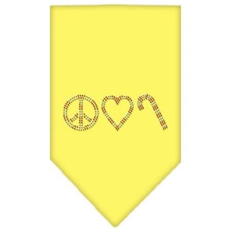 UNCONDITIONAL LOVE Peace Love Candy Cane Rhinestone Bandana Yellow Small UN788092